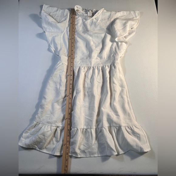 Express x Ladygang Elegant White Ruffle Sleeve Dress size 6 - Picture 4 of 9